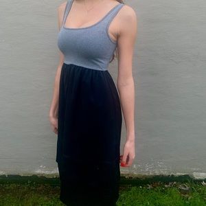 Knee-length grey&black dress